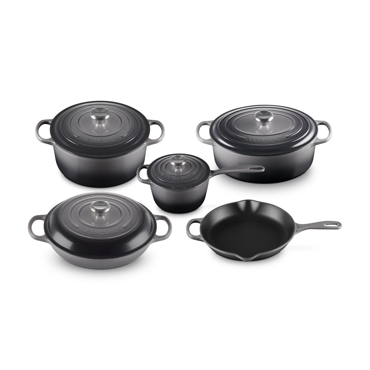9PC SIGNATURE CAST IRON COOKWARE SET OYSTER