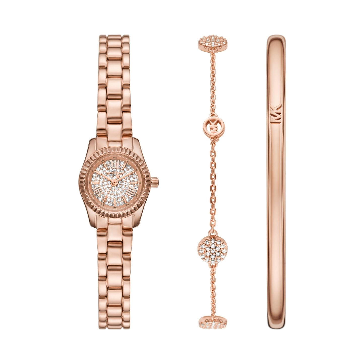 LADIES LEXINGTON ROSE GOLD-TONE STAINLESS STEEL WATCH & BRACELET GIFT SET