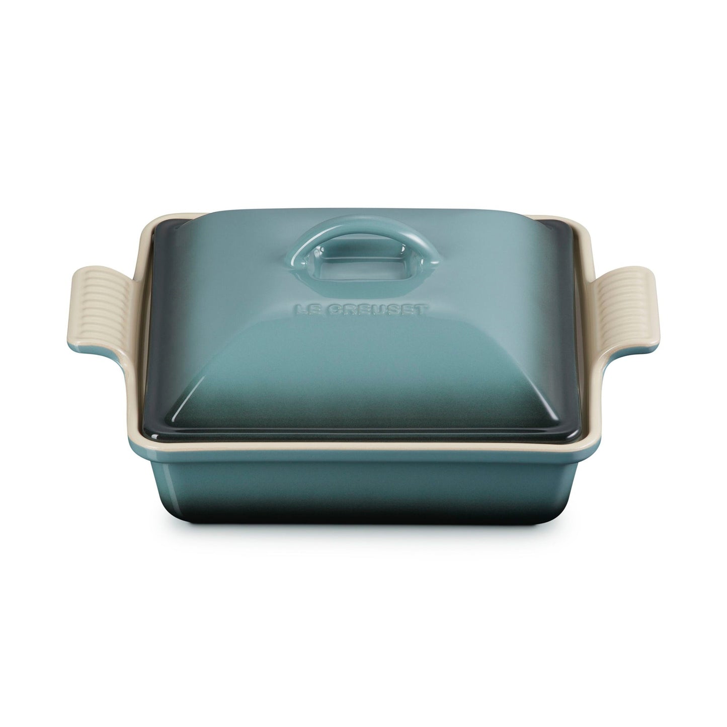 2QT HERITAGE STONEWARE SHALLOW COVERED CASSEROLE OCEAN