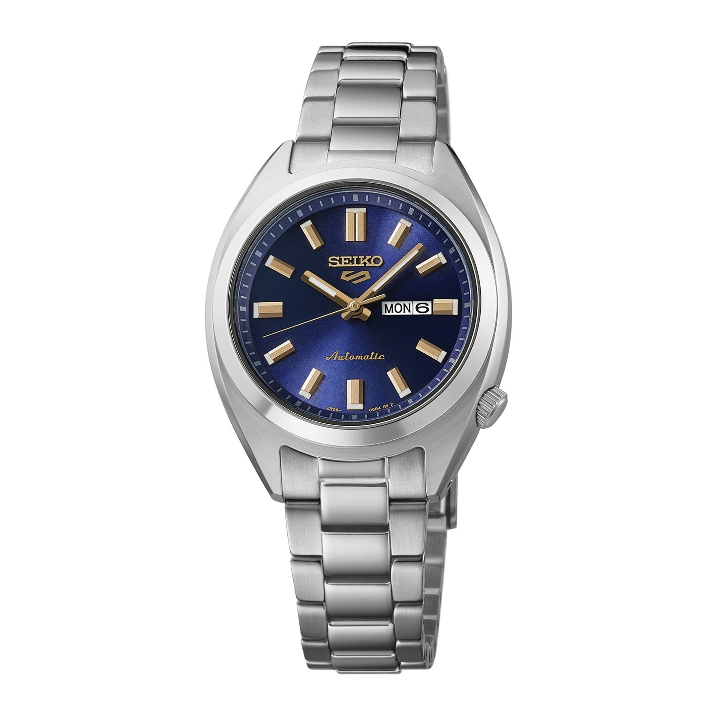 UNISEX SEIKO 5 SPORTS AUTOMATIC SILVER-TONE STAINLESS STEEL WATCH BLUE DIAL