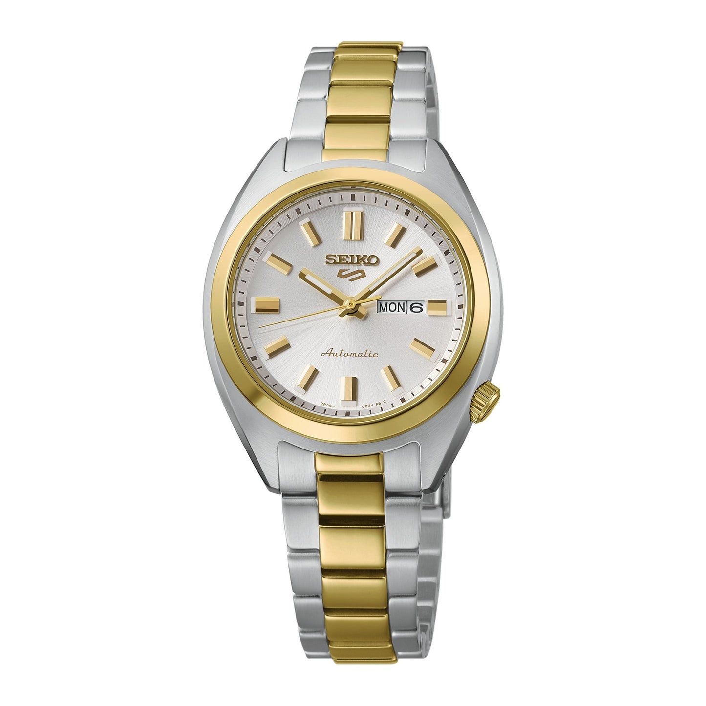 UNISEX SEIKO 5 SPORTS AUTOMATIC TWO-TONE STAINLESS STEEL WATCH WHITE DIAL
