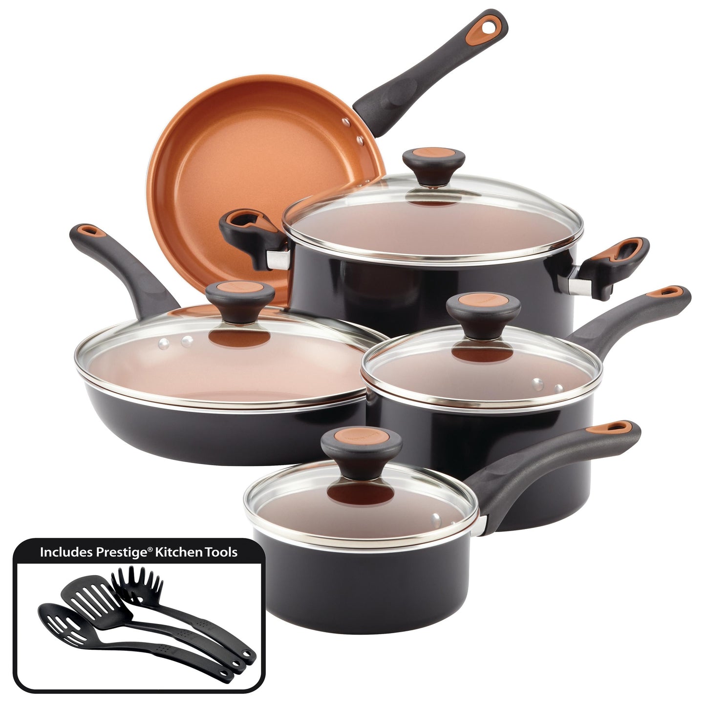 12PC GLIDE COPPER CERAMIC NONSTICK COOKWARE