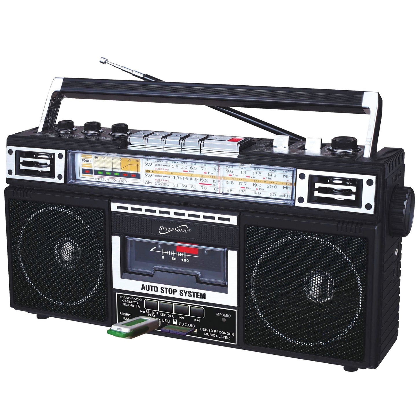 RETRO BLUETOOTH 4 BAND RADIO CASSETTE PLAYER