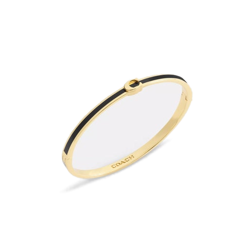Thin Signature Hinged Bangle Gold/Black