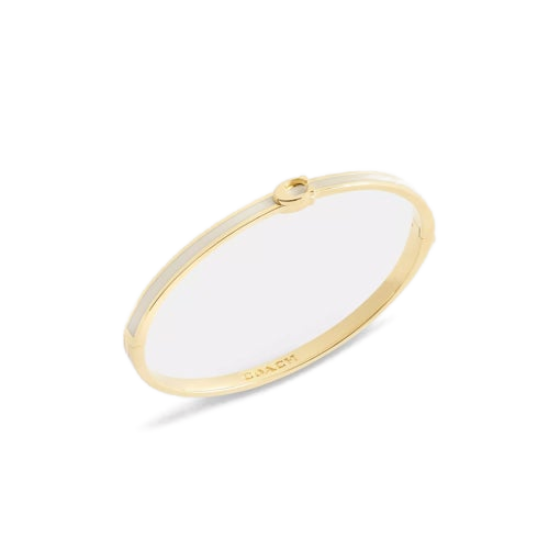 Thin Signature Hinged Bangle Gold/Chalk