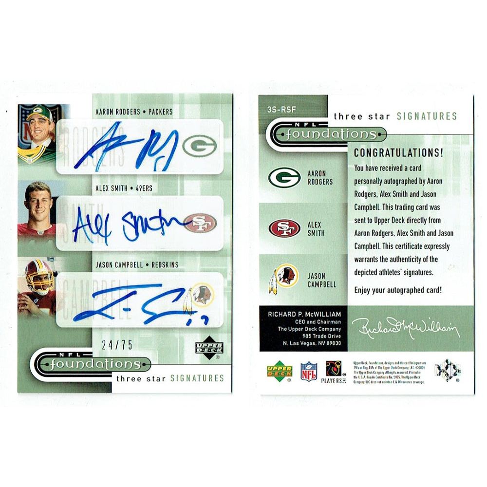 Aaron Rodgers Autographed 2005 Upper Deck Foundations ROOKIE Football Card