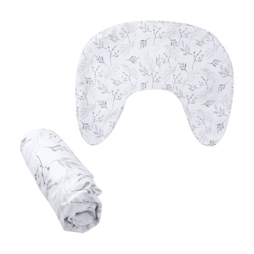 New Boppy Nursing Pillow Cover, Gray Gentle Leaves