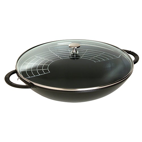 6qt Cast Iron Wok Matte Black