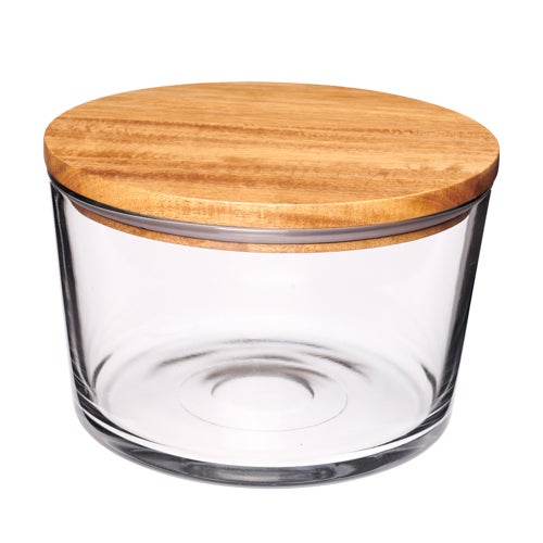 104oz Glass Party/Trifle Bowl w/ Acacia Lid