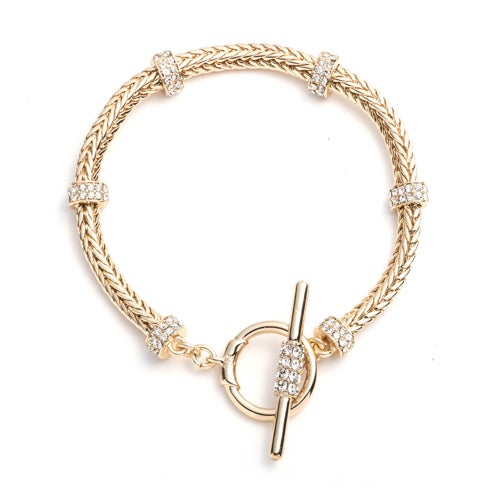 Flex Bracelet with Pave Rondelles Gold