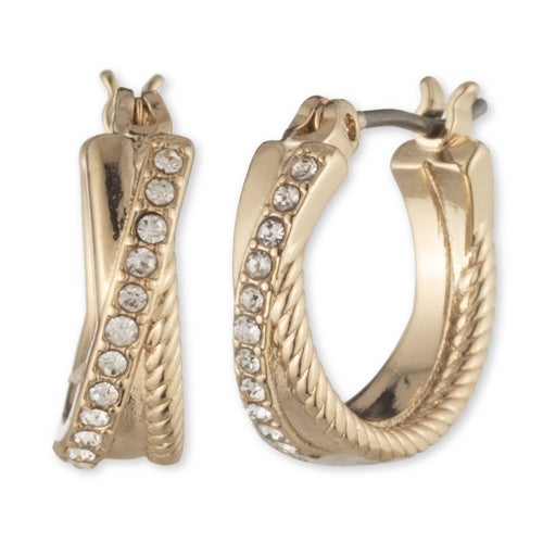 Twisted Rope Pave Hoops Gold