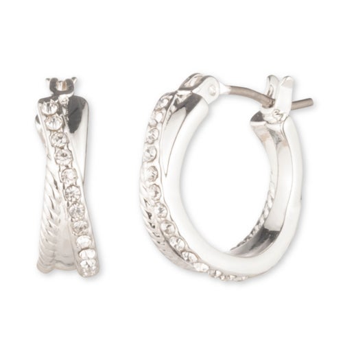 Twisted Rope Pave Hoops Silver