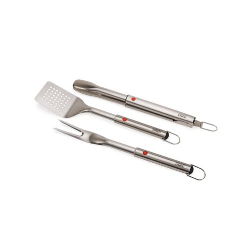 GrillOut 3pc Stainless Steel BBQ Turner Tongs Fork Set
