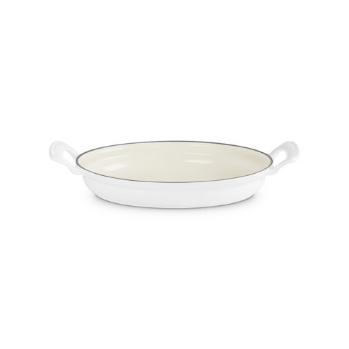 1.75qt Modern Heritage Cast Iron Oval Gratin, Matte White