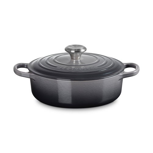 3.5qt Signature Cast Iron Round Wide Dutch Oven Oyster