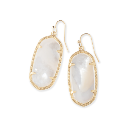 Kendra Scott Elle Gold Drop Earrings in Ivory Mother of Pearl