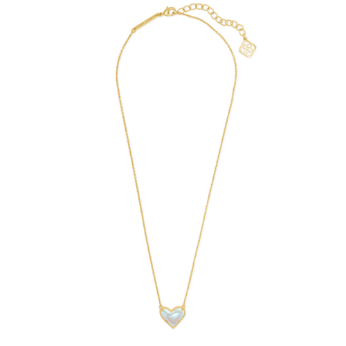 Kendra Scott Ari Heart Gold Pendant Necklace in Dichroic Glass