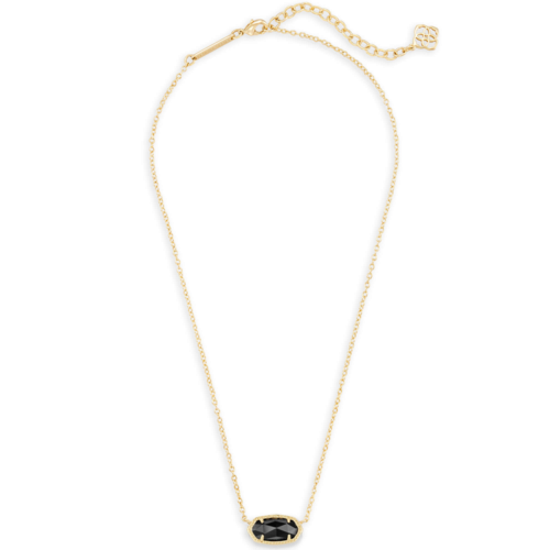 Kendra Scott Elisa Gold Pendant Necklace in Black Opaque Glass