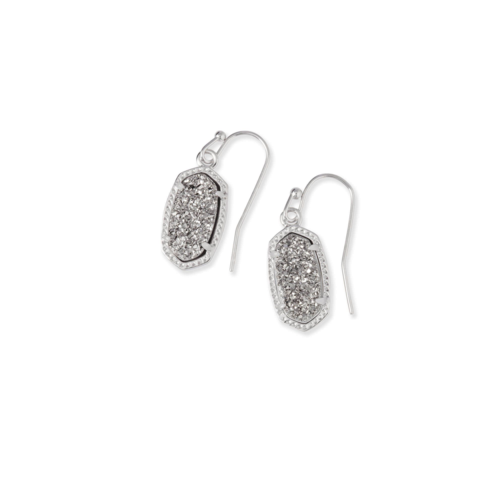 Kendra Scott Lee Silver Drop Earrings in Platinum Drusy