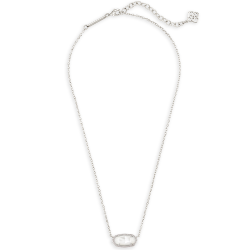Kendra Scott Elisa Silver Pendant Necklace in Ivory Mother-of-Pearl