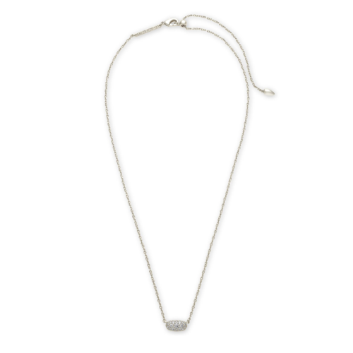 Kendra Scott Grayson Silver Pendant Necklace in White Crystal