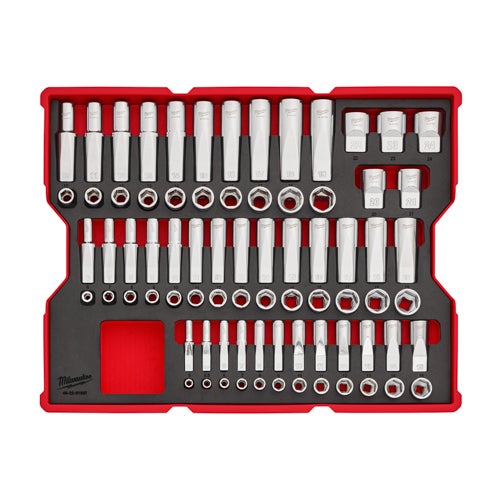 77 pc 1/4 3/8 & 1/2 Drive Metric Socket Set with Tray for PACKOUT Drawers