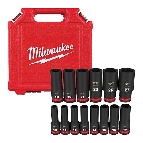 14pc SHOCKWAVE Impact Duty 1/2" Drive Metric Deep 6 Point Socket Set