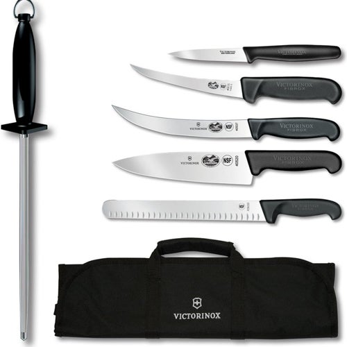 Fibrox Natural 7pc Competition BBQ Set w/ Black Handles