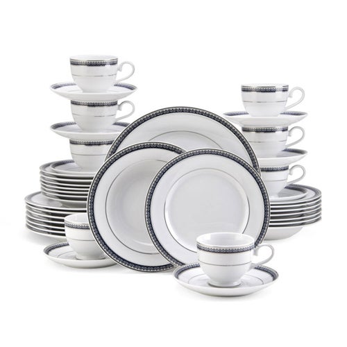 Platinum Crown Cobalt 40pc Porcelain Dinnerware Set
