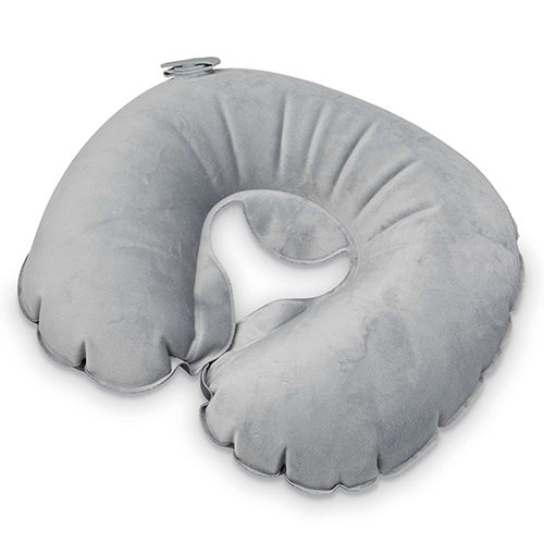 Compact Inflatable Neck Pillow w/ Pouch Gray