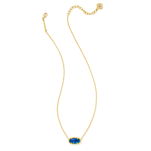 Kendra Scott Elisa Gold Short Pendant Necklace in Navy Abalone