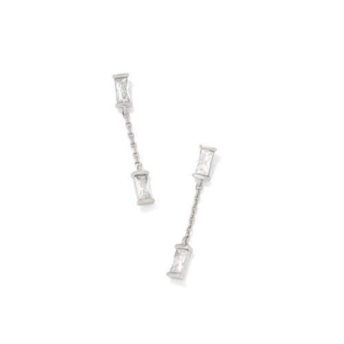 Kendra Scott Juliette Silver Drop Earrings in White Crystal