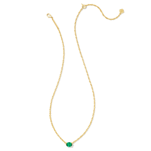 Kendra Scott Cailin Gold Pendant Necklace in Green Crystal