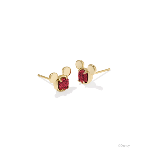 Kendra Scott Disney Gold Mickey Mouse Stud Earrings in Bright Red Drusy