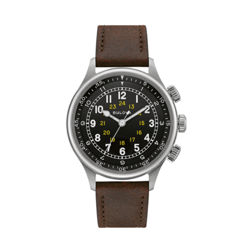 Bulova Men's A-15 Pilot Brown Leather Strap Watch