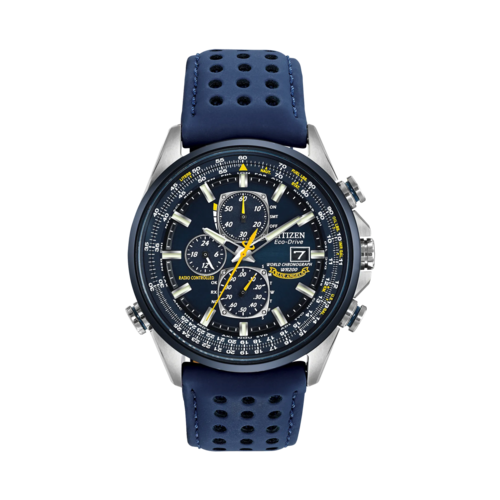 Citizen Men's World Chronograph A-T Blue Leather Strap Watch