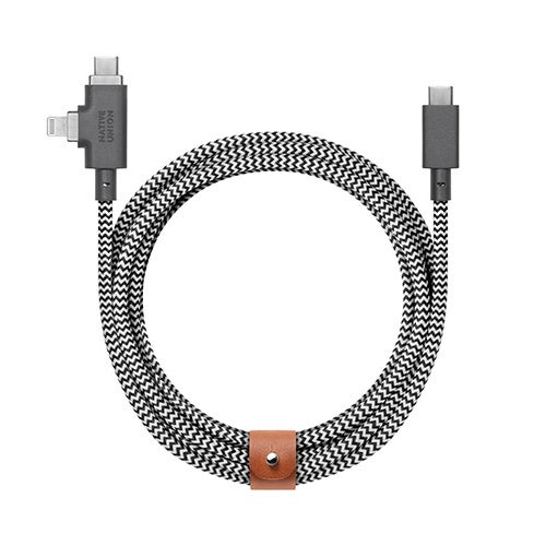 8ft Belt Cable Duo Pro USB-C to Lightning & USB-C Zebra