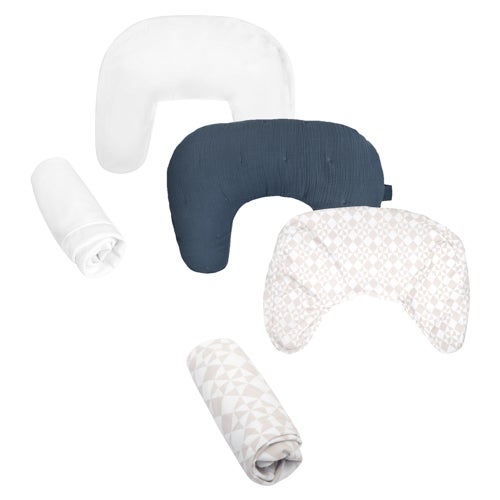 Boppy Luxury Nursing Pillow Bundle, Navy Muslin