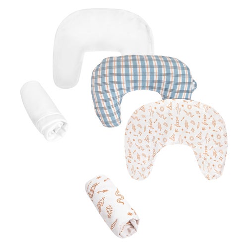 Boppy Nursing Pillow Bundle, Blue Retro & Tan