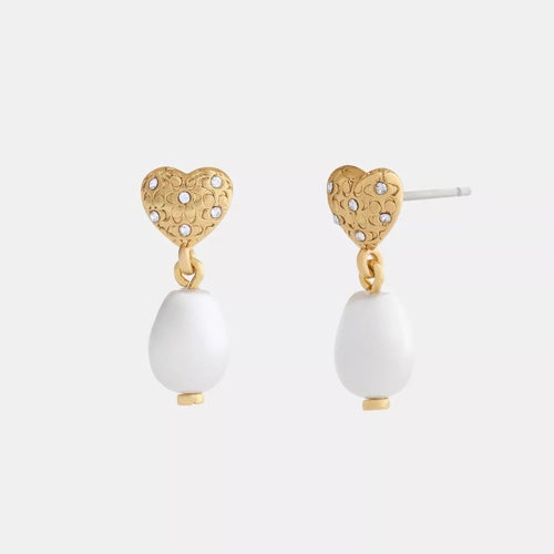Heart Pearl Drop Earrings