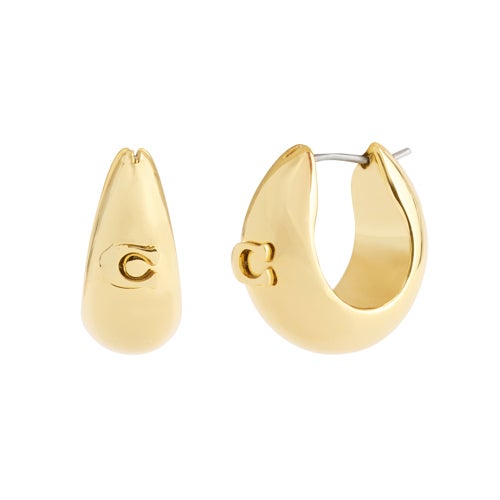 Sculpted C Hoop Earrings Gold