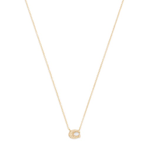 Pave C Necklace Gold