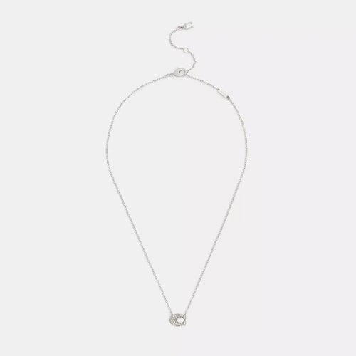 Pave C Necklace Silver