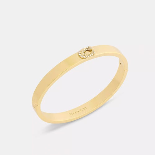 Pave C Hinged Bangle Gold