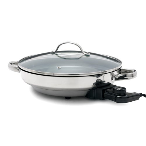 Bistro 12" Stainless Ceramic Nonstick Electric Skillet