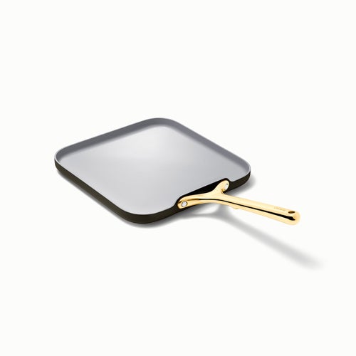11" Square Flat Griddle Pan Black/Gold