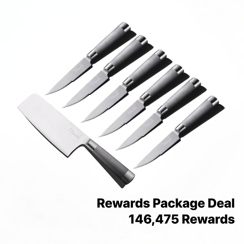 Messerstahl Gourmet Asian Cleaver + Messerstahl 6pc Steak Knife Set