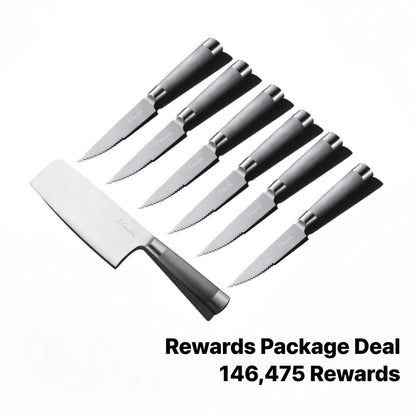 Messerstahl Gourmet Asian Cleaver + Messerstahl 6pc Steak Knife Set