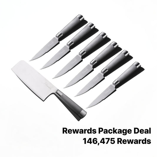 Messerstahl Gourmet Asian Cleaver + Messerstahl 6pc Steak Knife Set