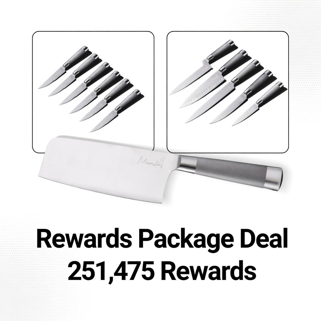 Messerstahl 6pc Steak Knife Set + Messersrahl 5pc Gourmet Knife Set + Messerstahl Gourmet Asian Cleaver